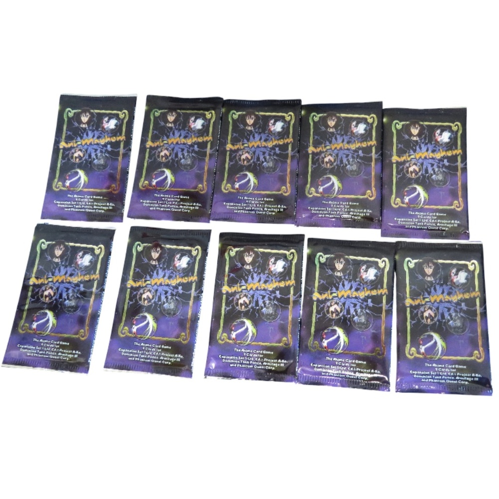 10 New Unopened Packs of Ani Mayhem Trading Cards from 1995